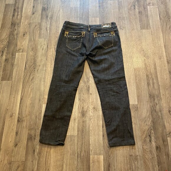 L.A. Idol USA Darkwash Jeweled Jeans Juniors Size 11 Cropped Y2K - Picture 2 of 10